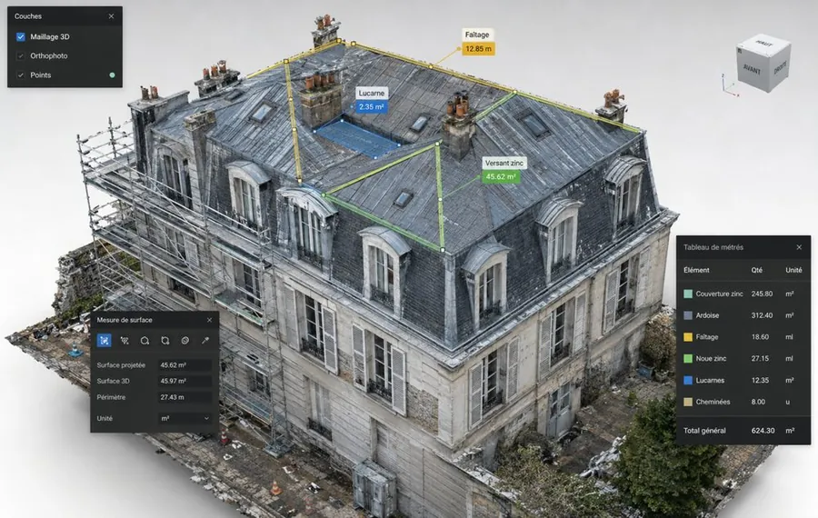 Relevé et chiffrage de toiture